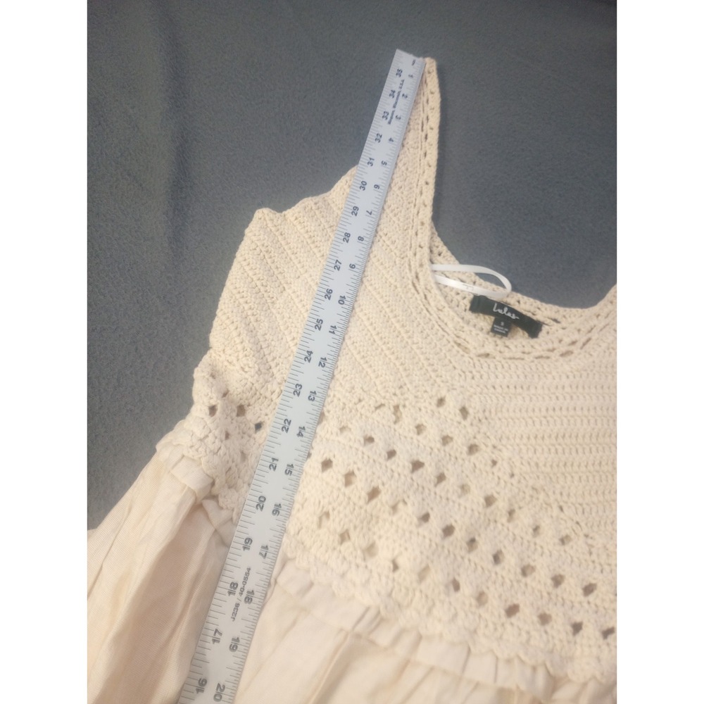 Lulu's Play Jump suit Small Crochet 70s Beige Beach Minimalist Bohemian Hippie - Picture 10 of 13